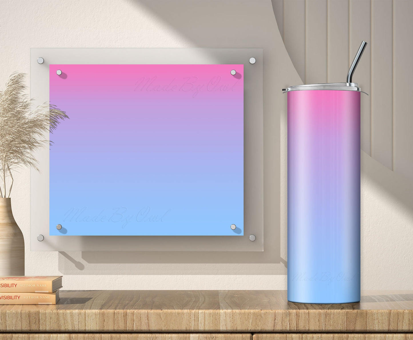 3 Pink to Light Blue Ombre 20oz tumbler sublimation designs