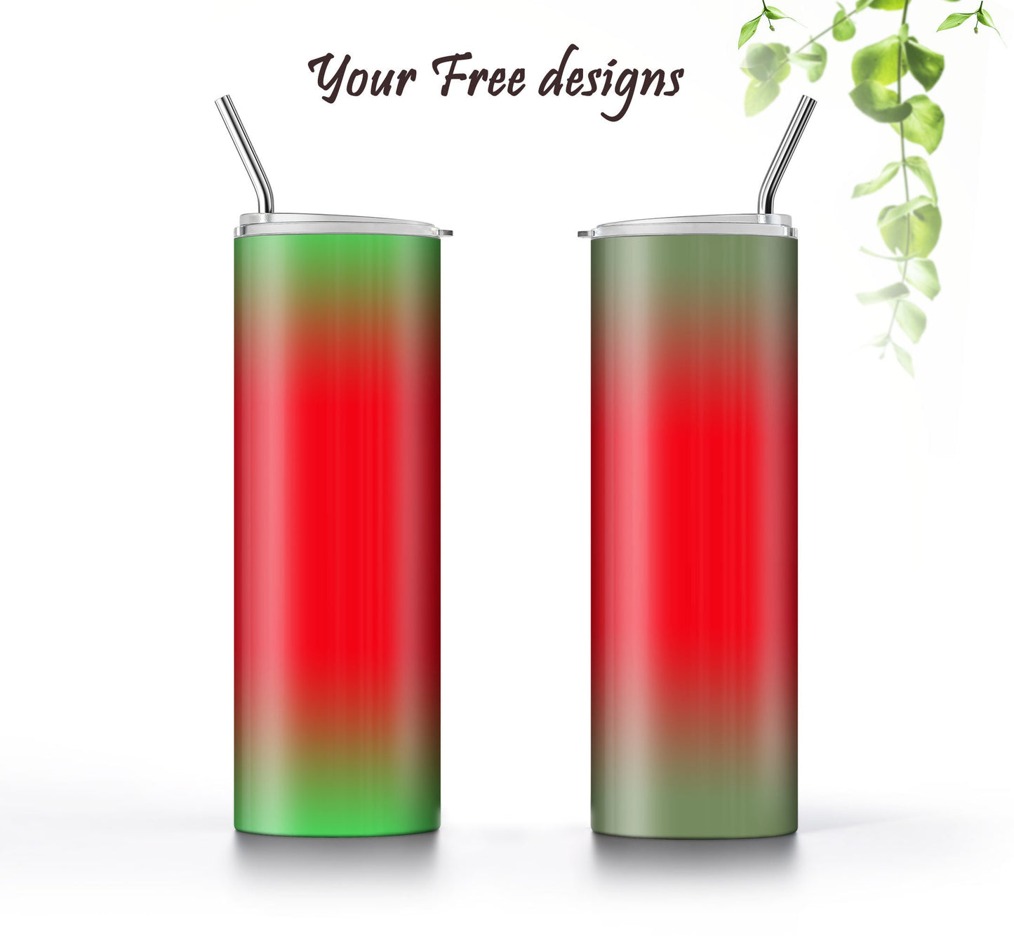 Red to Green Gradient Tumbler Wraps (3 Designs) – 20oz Sublimation PNG