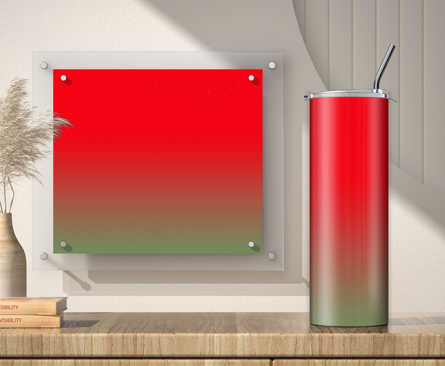 Red to Green Gradient Tumbler Wraps (3 Designs) – 20oz Sublimation PNG