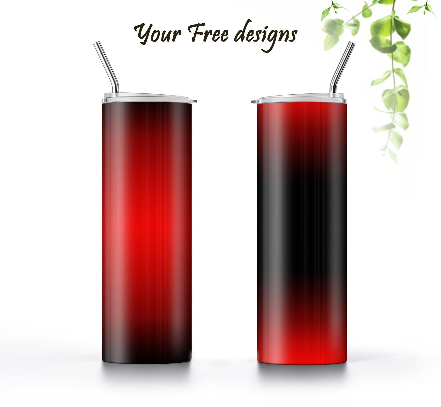 Red to Black Tumbler Sublimation Designs – 20oz, 3 PNG Wraps Mini Bundle