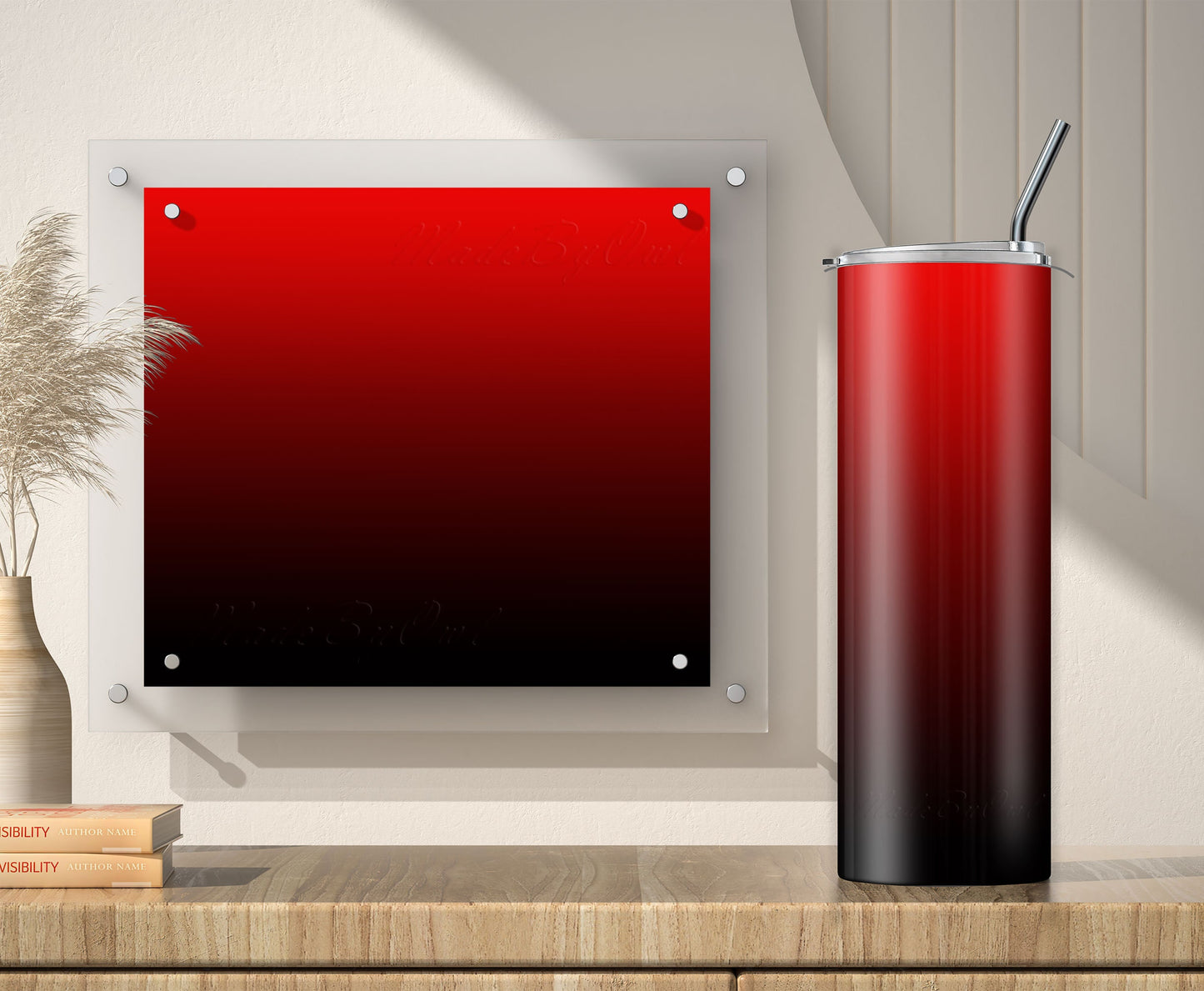 Red to Black Tumbler Sublimation Designs – 20oz, 3 PNG Wraps Mini Bundle