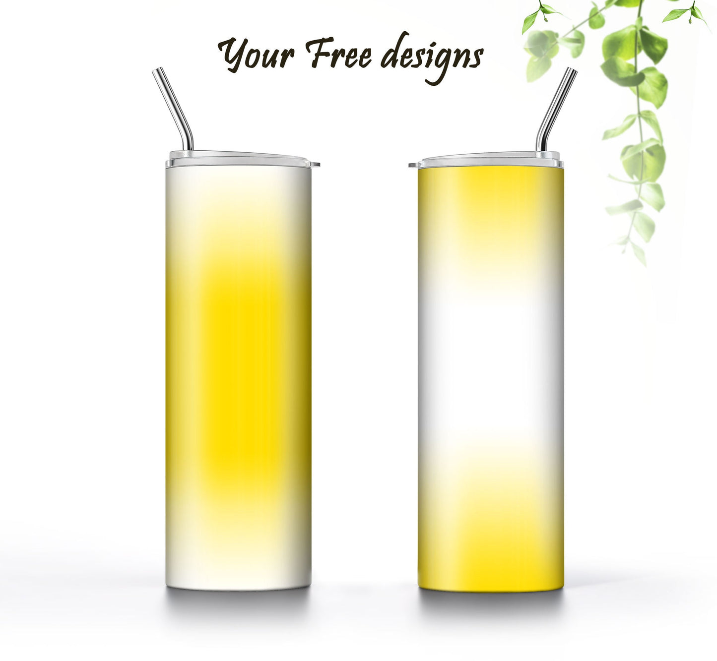 3 White to Yellow Ombre 20oz Tumbler Sublimation Designs, Wraps Mini Bundle