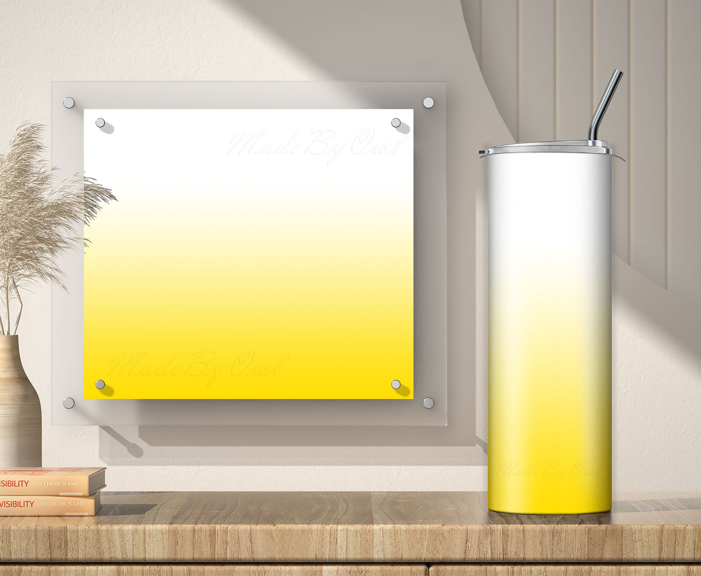 3 White to Yellow Ombre 20oz Tumbler Sublimation Designs, Wraps Mini Bundle