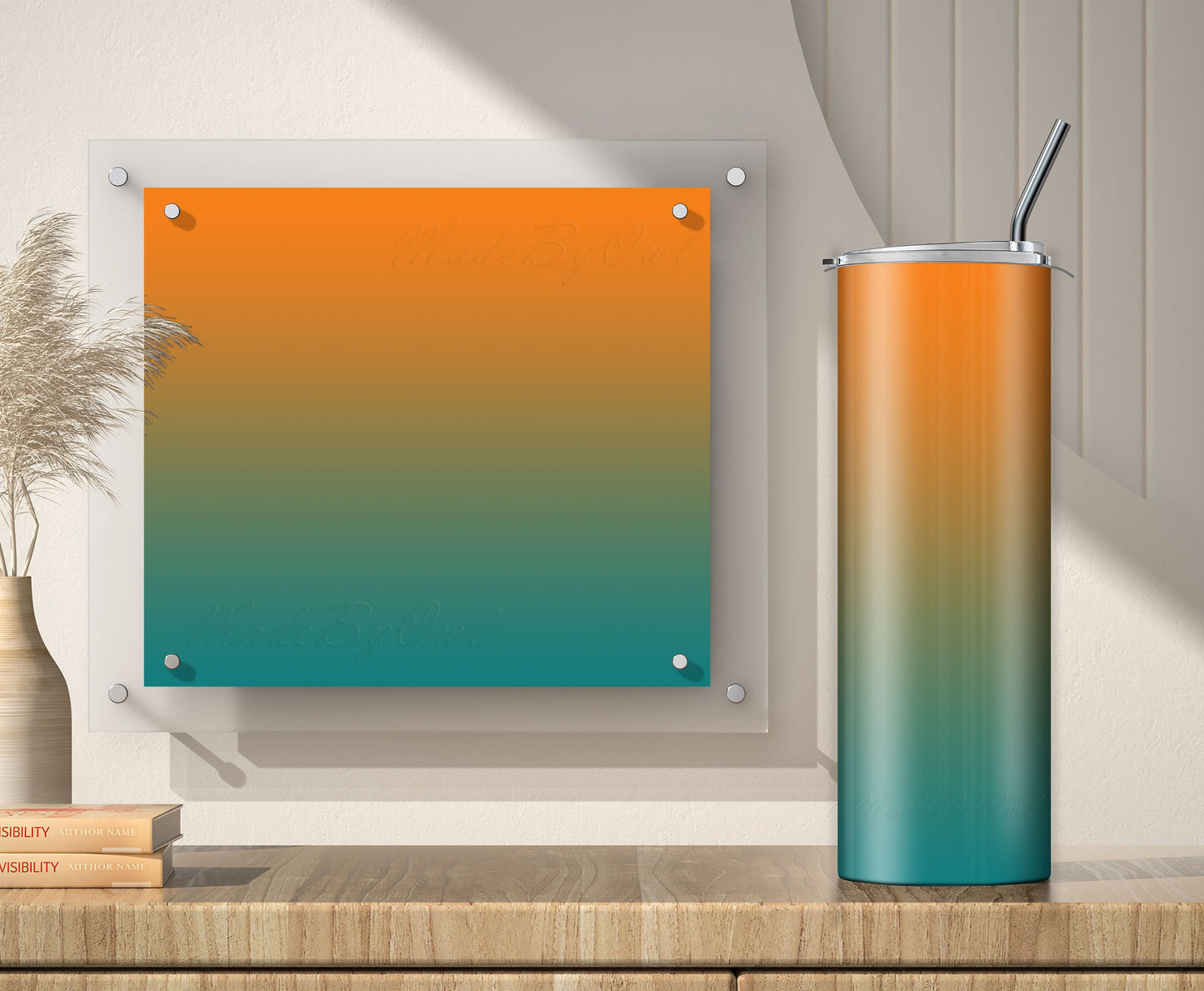3 Orange to Teal Ombre 20oz Tumbler Sublimation Designs, Wraps Mini Bundle