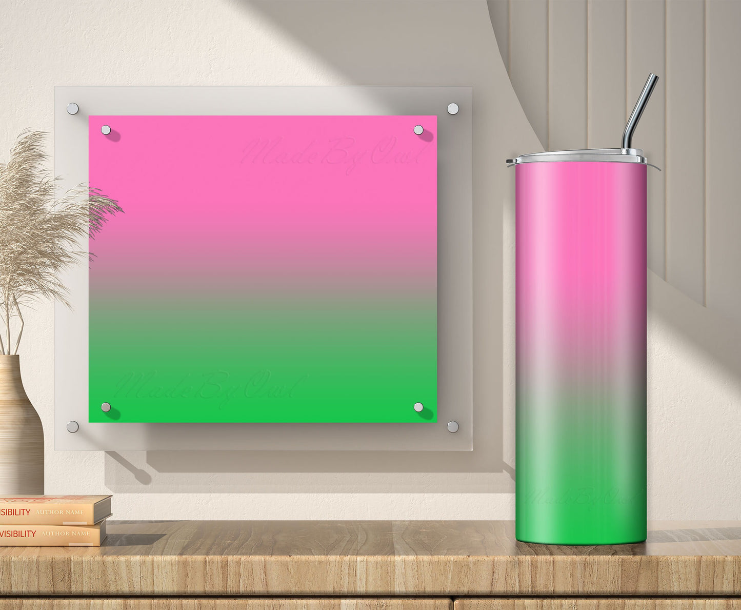 3 Pink to Green Ombre 20oz Tumbler Sublimation Designs, Wraps Mini Bundle