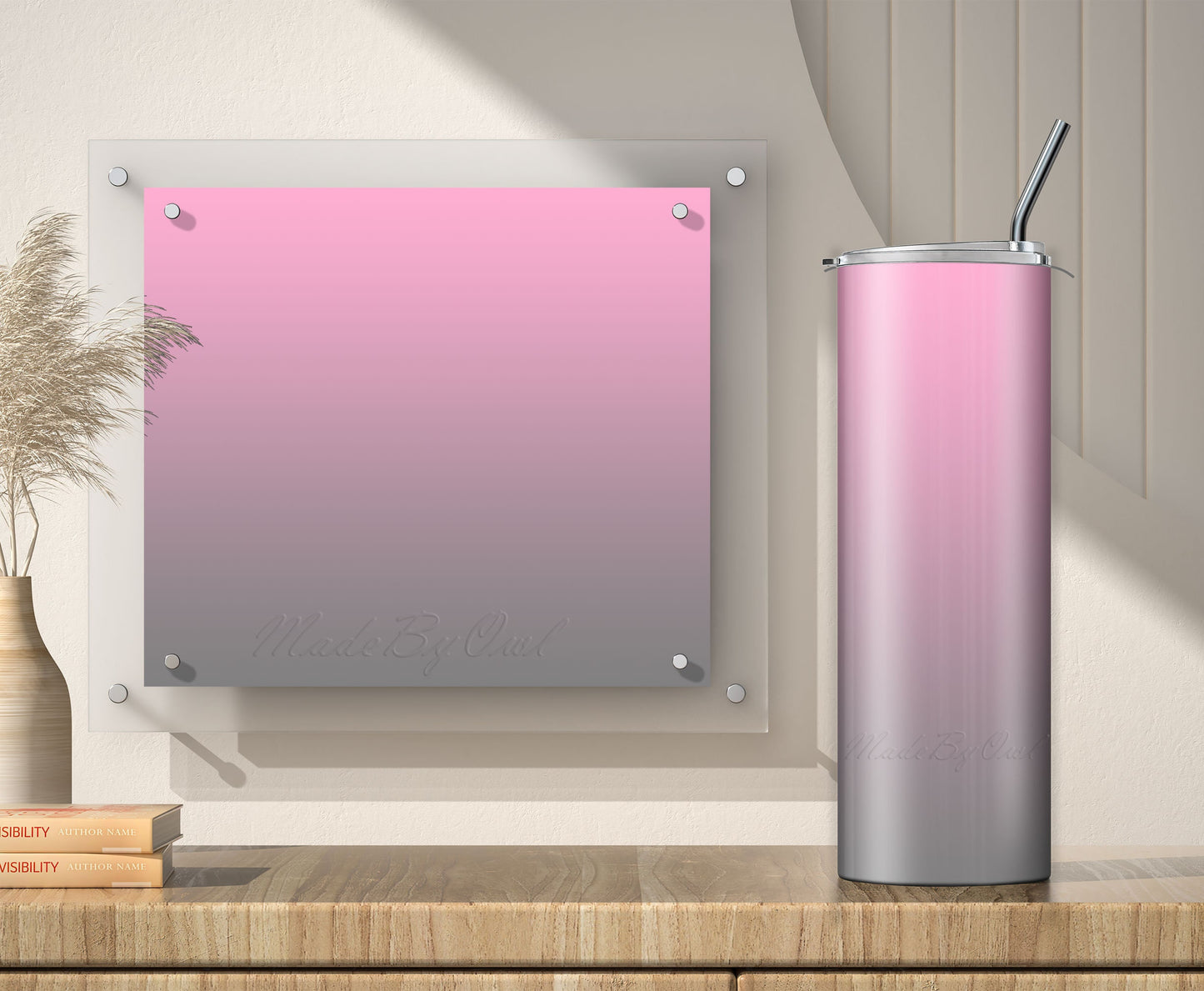 3 Pink to Gray 20oz tumbler sublimation designs