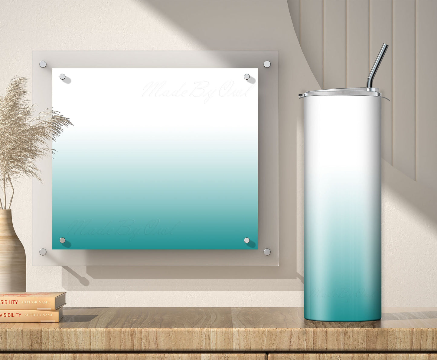 3 White to Teal 20oz tumbler sublimation designs