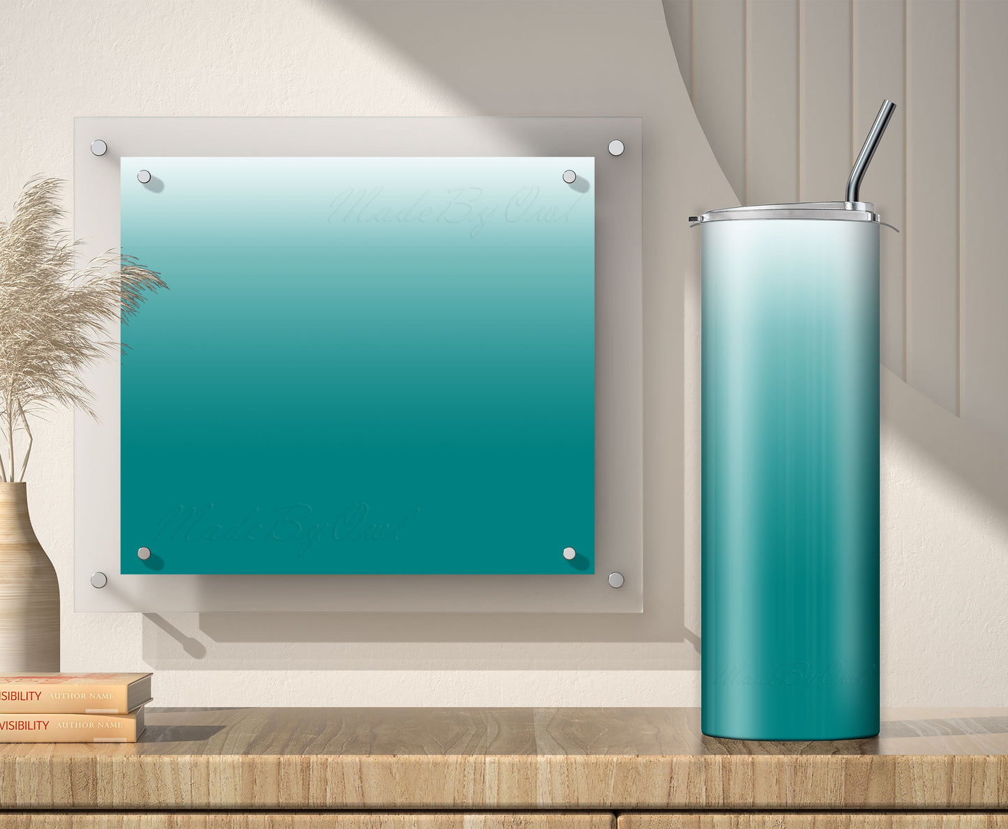 3 White to Teal 20oz tumbler sublimation designs