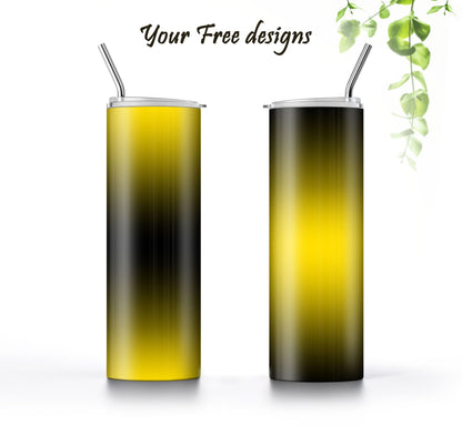 3 Yellow to Black Ombre 20oz Tumbler Sublimation Designs, Wraps Mini Bundle