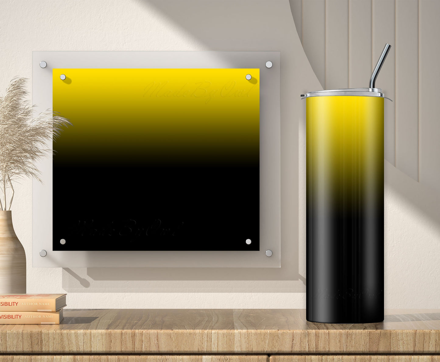 3 Yellow to Black Ombre 20oz Tumbler Sublimation Designs, Wraps Mini Bundle