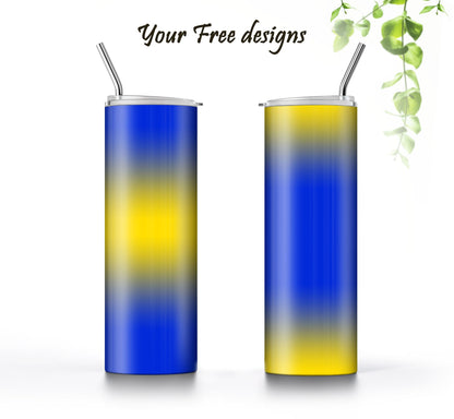 3 Yellow to Blue Tumbler Sublimation Designs – 20oz, 3 PNG Wraps Mini Bundle