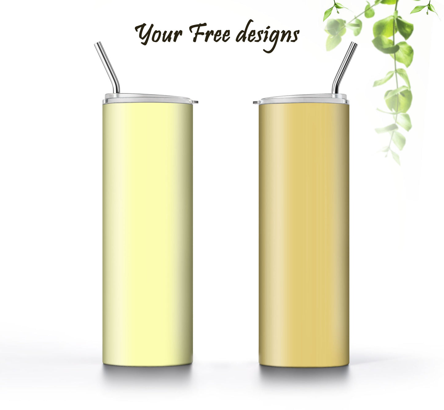 3 Yellow Tumbler Sublimation Designs – 20oz, 3 PNG Wraps Mini Bundle