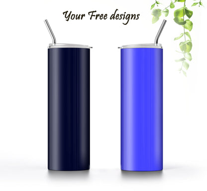 3 Blue Tumbler Sublimation Designs – 20oz, 3 PNG Wraps Mini Bundle