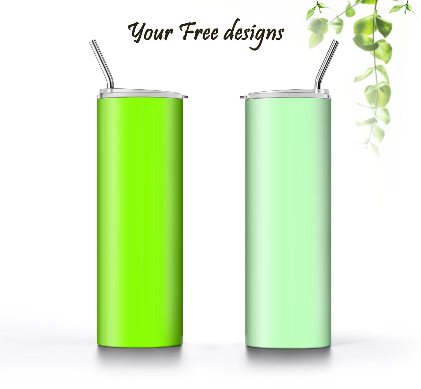 3 Light Green Tumbler Sublimation Designs – 3 PNG Wraps (20oz)