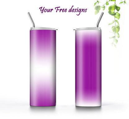 3 White to Purple 20oz tumbler sublimation designs