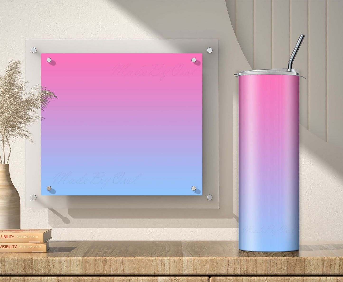 3 Pink to Light Blue Ombre 20oz tumbler sublimation designs