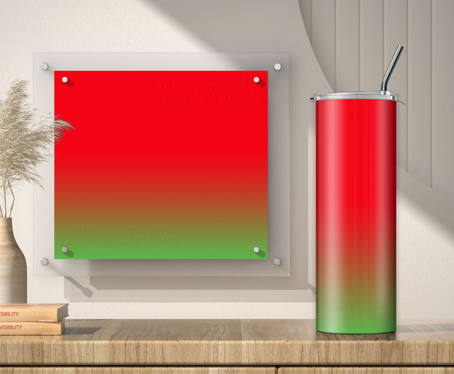 Red to Green Gradient Tumbler Wraps (3 Designs) – 20oz Sublimation PNG