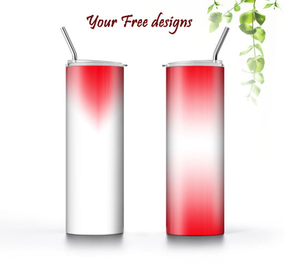 3 White to Red Ombre 20oz tumbler sublimation designs