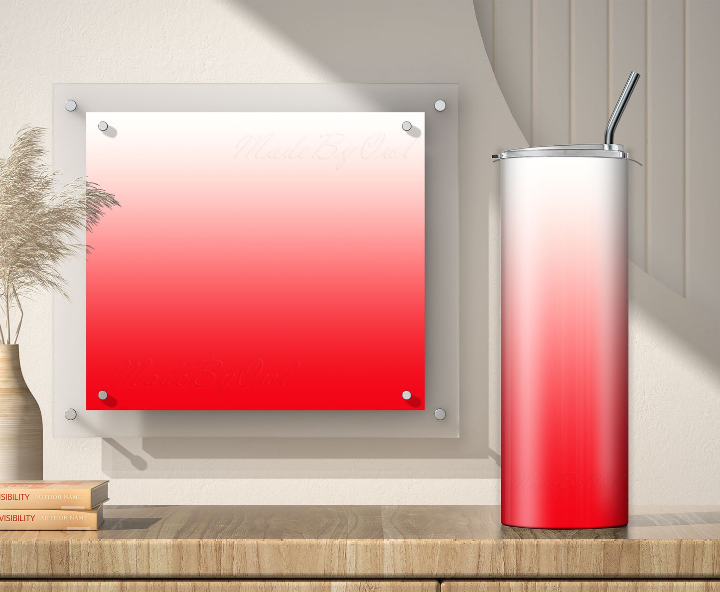 3 White to Red Ombre 20oz tumbler sublimation designs