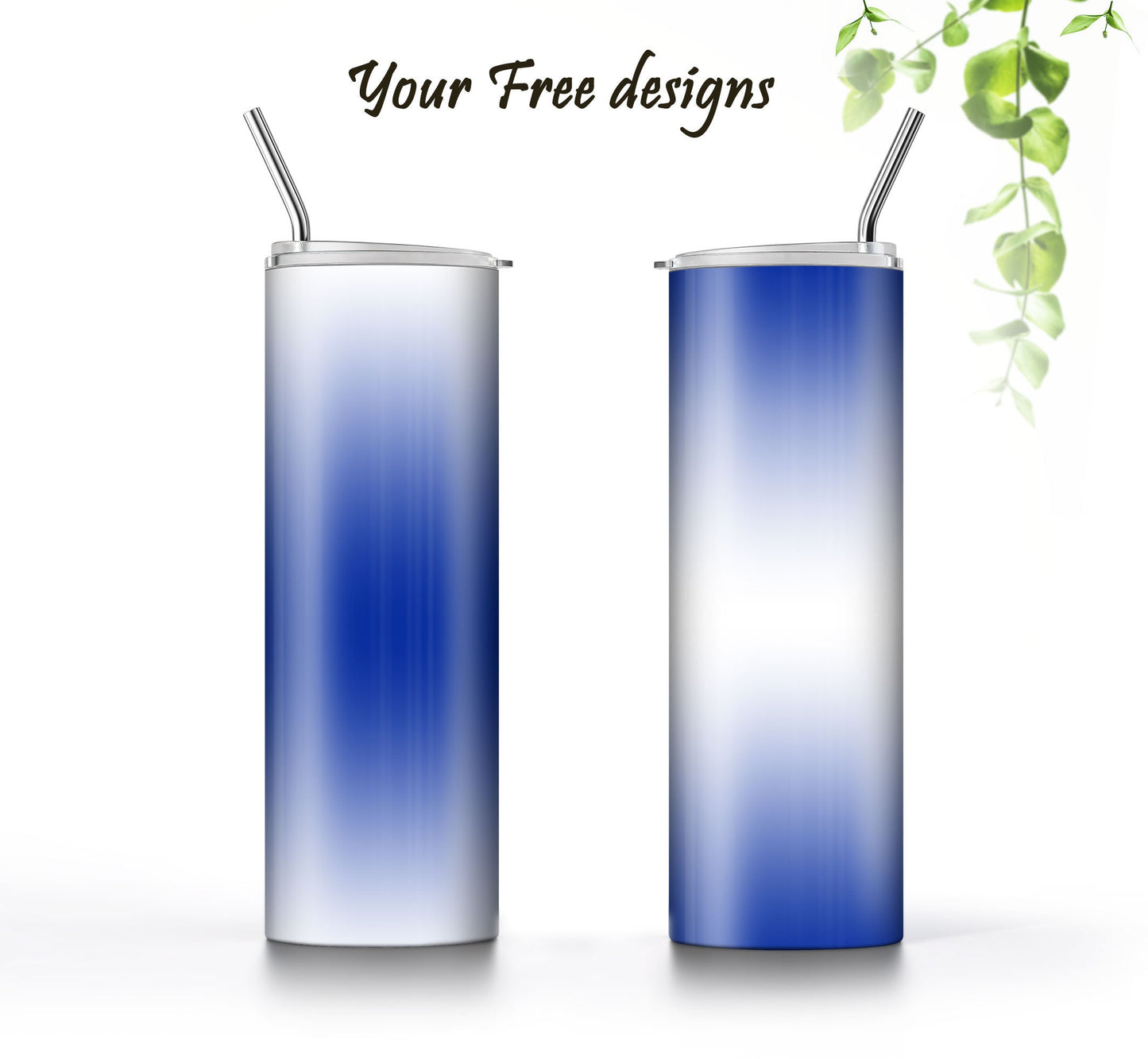 3 White to Blue Ombre 20oz Tumbler Sublimation Designs, Wraps Mini Bundle