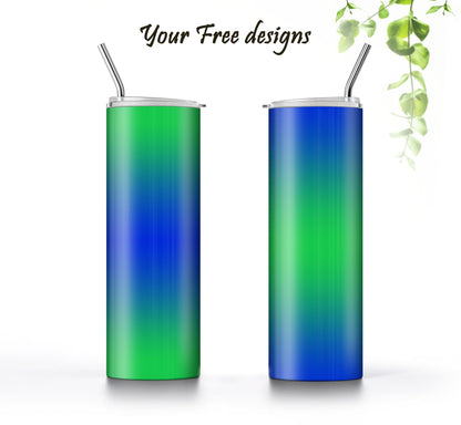3 Blue to Green 20oz tumbler sublimation designs