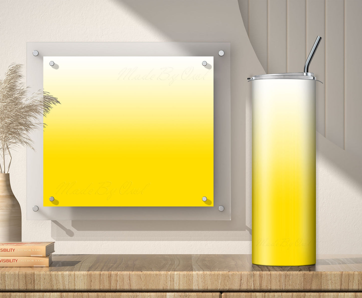 3 White to Yellow Ombre 20oz Tumbler Sublimation Designs, Wraps Mini Bundle