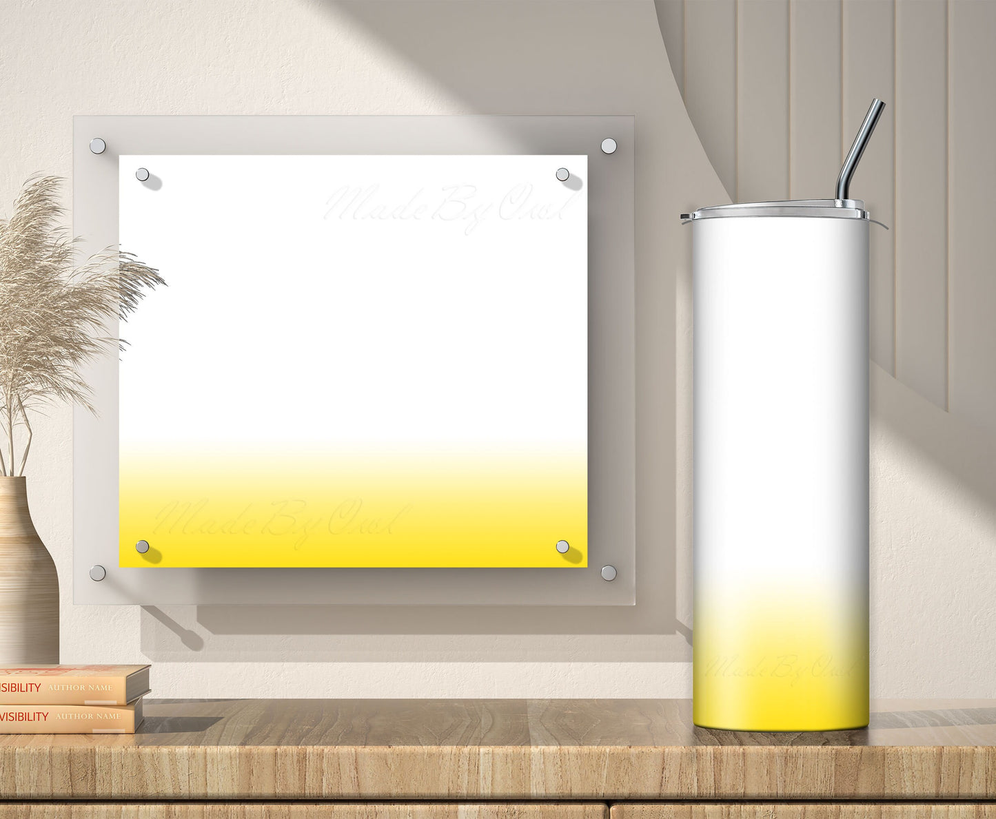 3 White to Yellow Ombre 20oz Tumbler Sublimation Designs, Wraps Mini Bundle