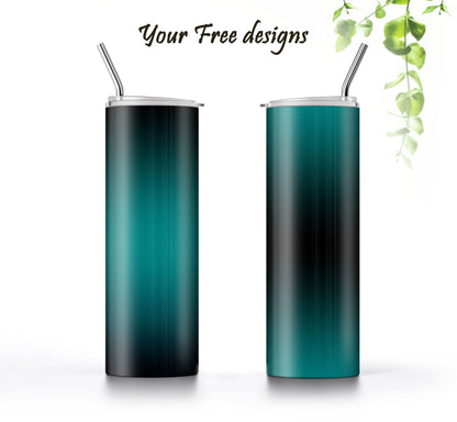 3 Teal to Black 20oz tumbler sublimation designs