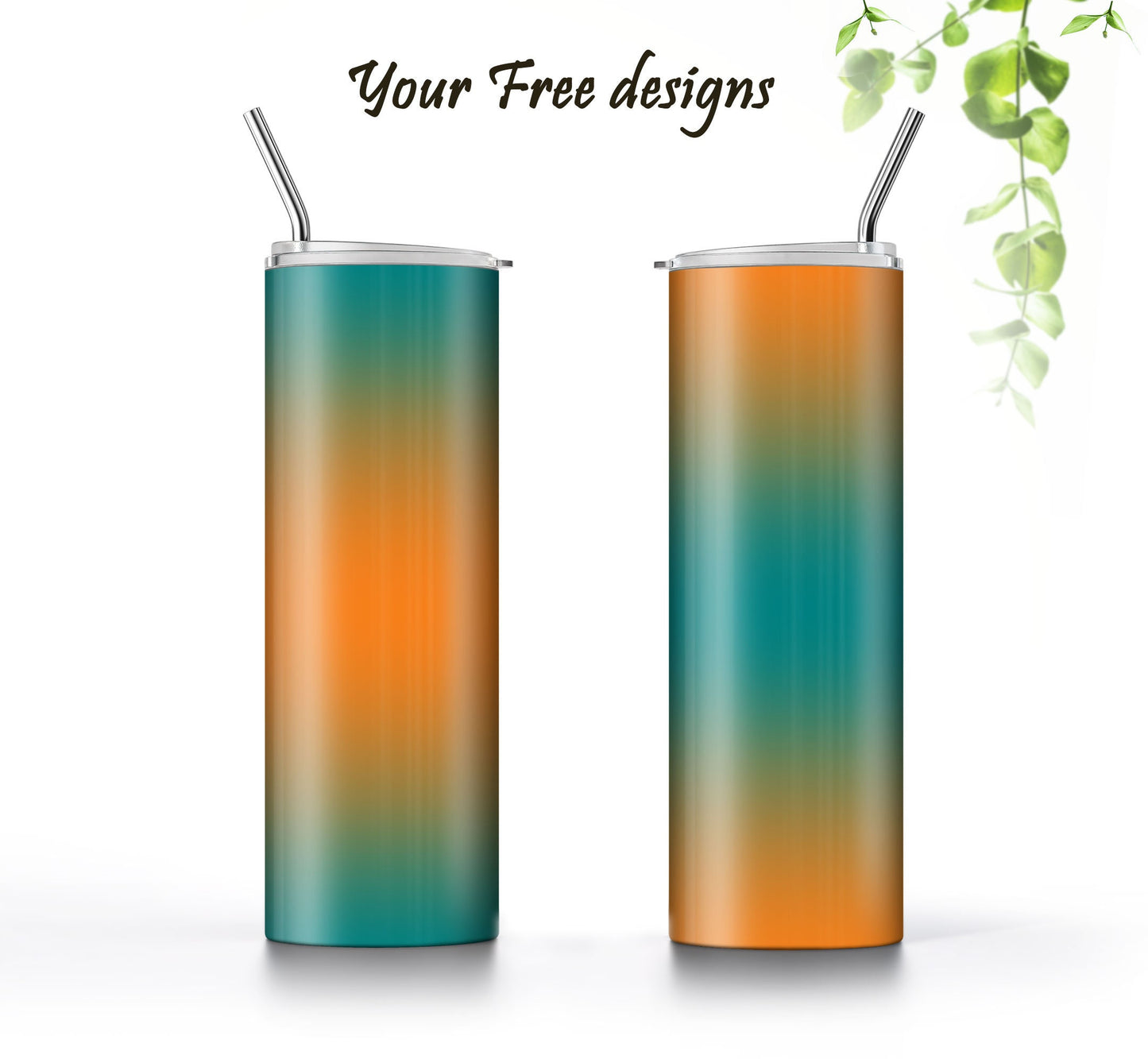 3 Orange to Teal Ombre 20oz Tumbler Sublimation Designs, Wraps Mini Bundle