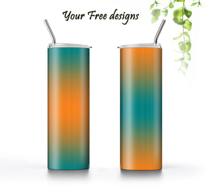 3 Orange to Teal Ombre 20oz Tumbler Sublimation Designs, Wraps Mini Bundle