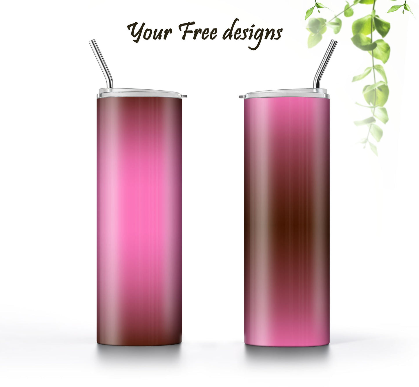 3 Pink to Brown 20oz tumbler sublimation designs