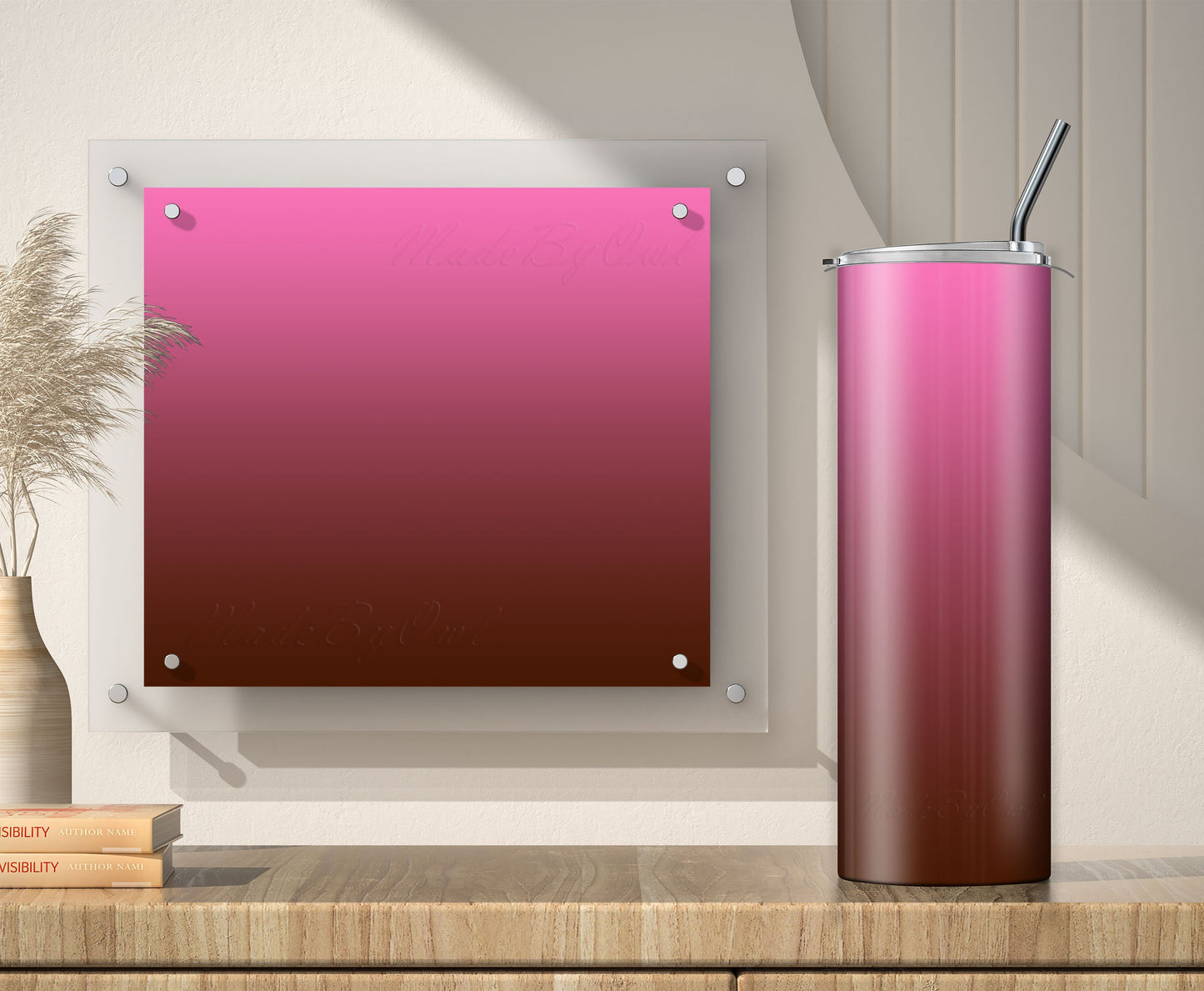 3 Pink to Brown 20oz tumbler sublimation designs