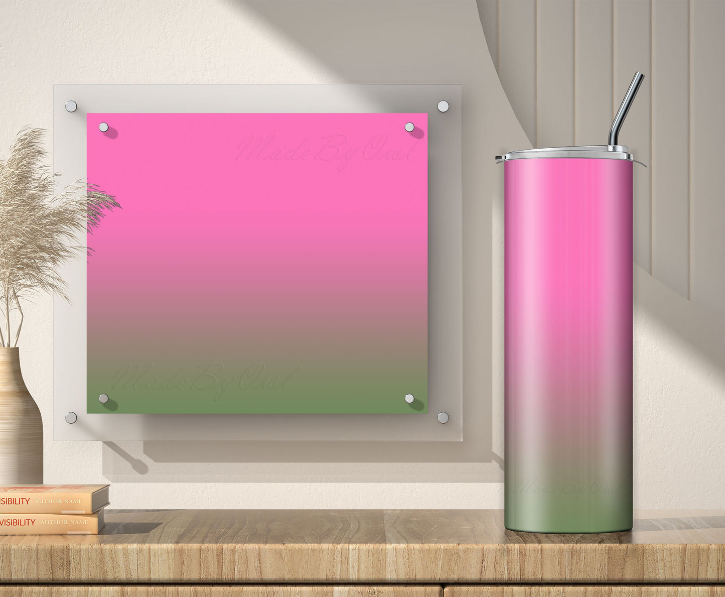 3 Pink to Green Ombre 20oz Tumbler Sublimation Designs, Wraps Mini Bundle
