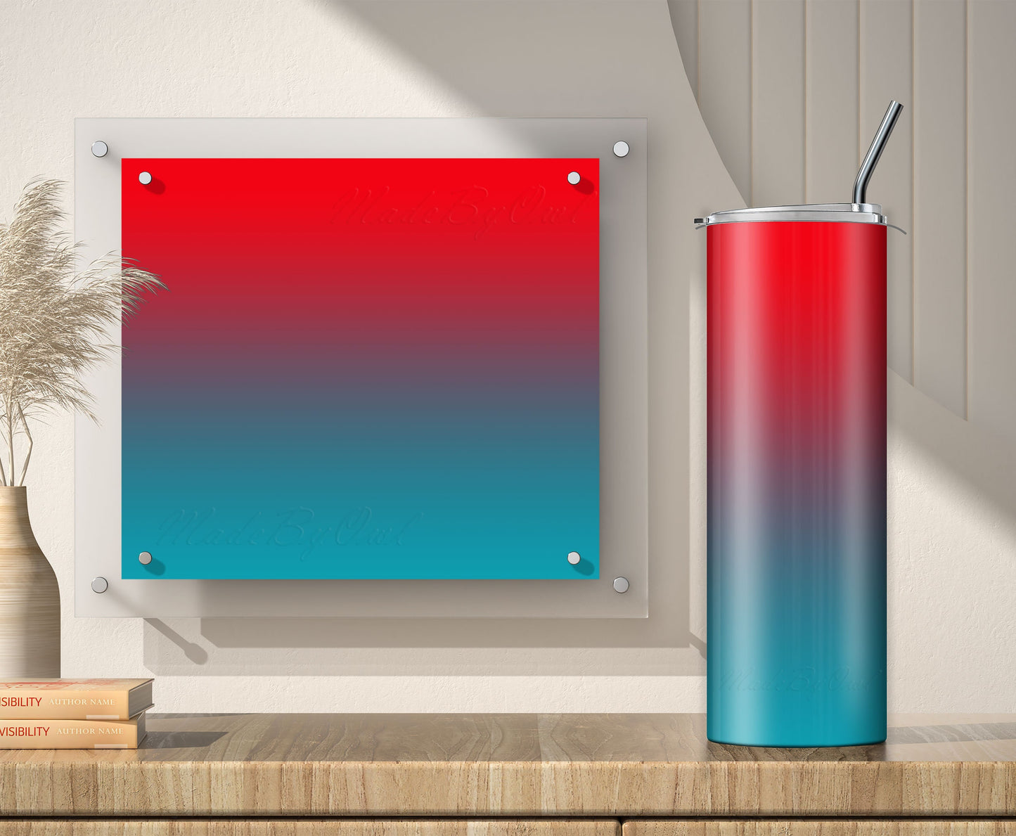 3 Red To Teal 20oz tumbler sublimation designs