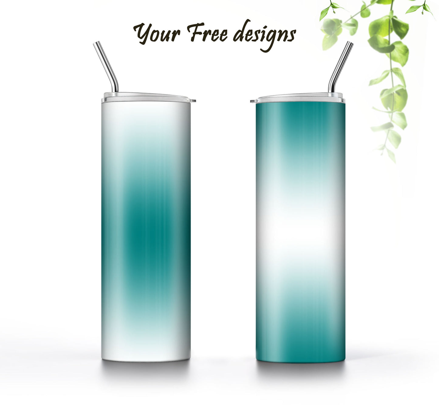 3 White to Teal 20oz tumbler sublimation designs