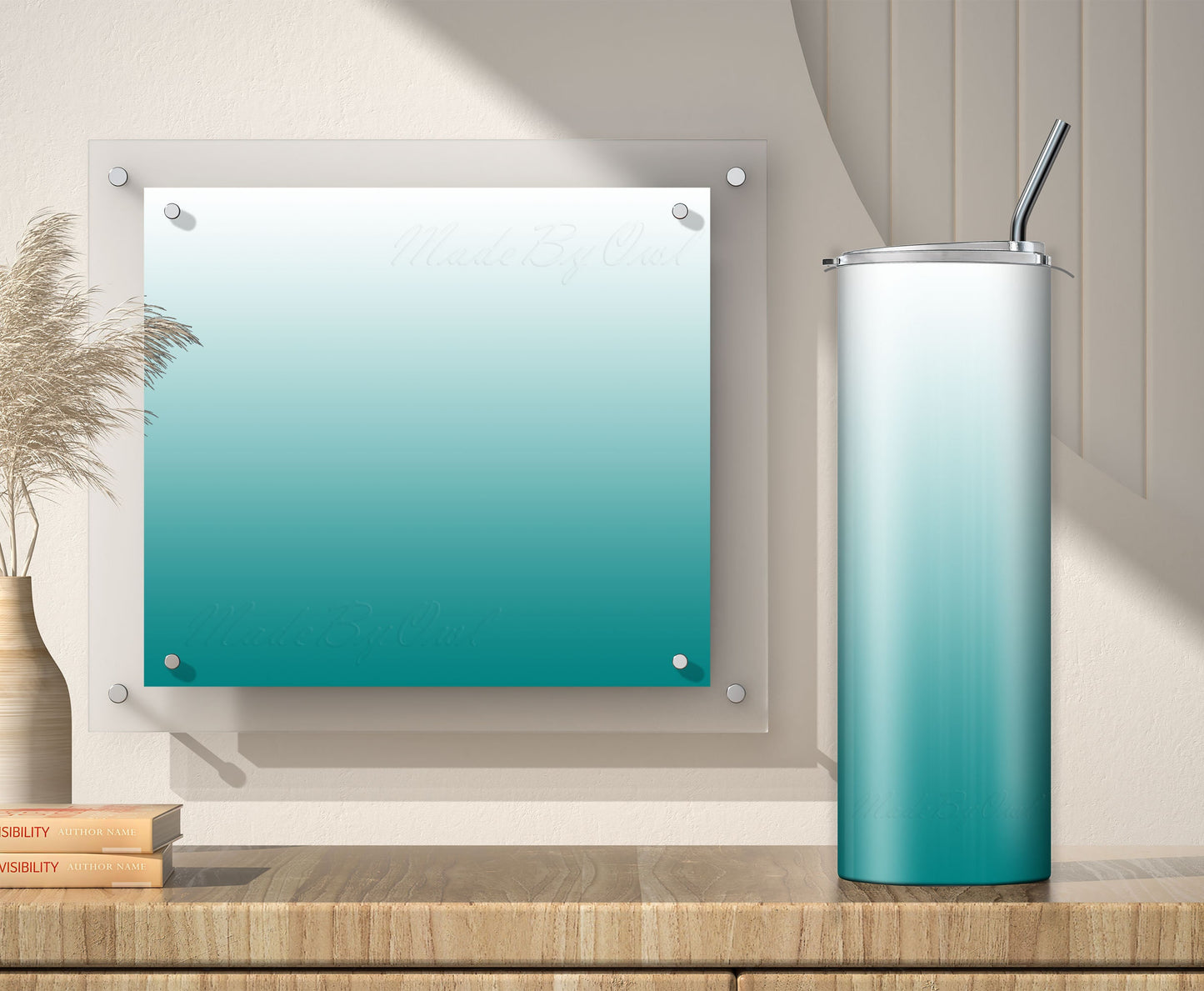 3 White to Teal 20oz tumbler sublimation designs