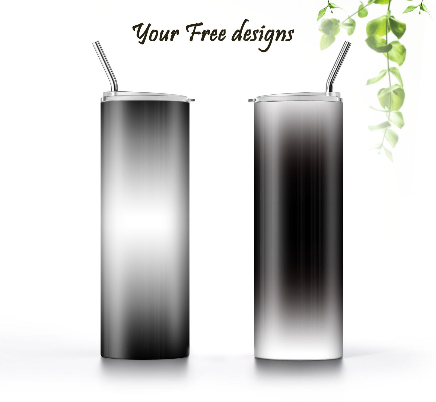 3 White to Black Ombre 20oz Tumbler Sublimation Designs, Wraps Mini Bundle