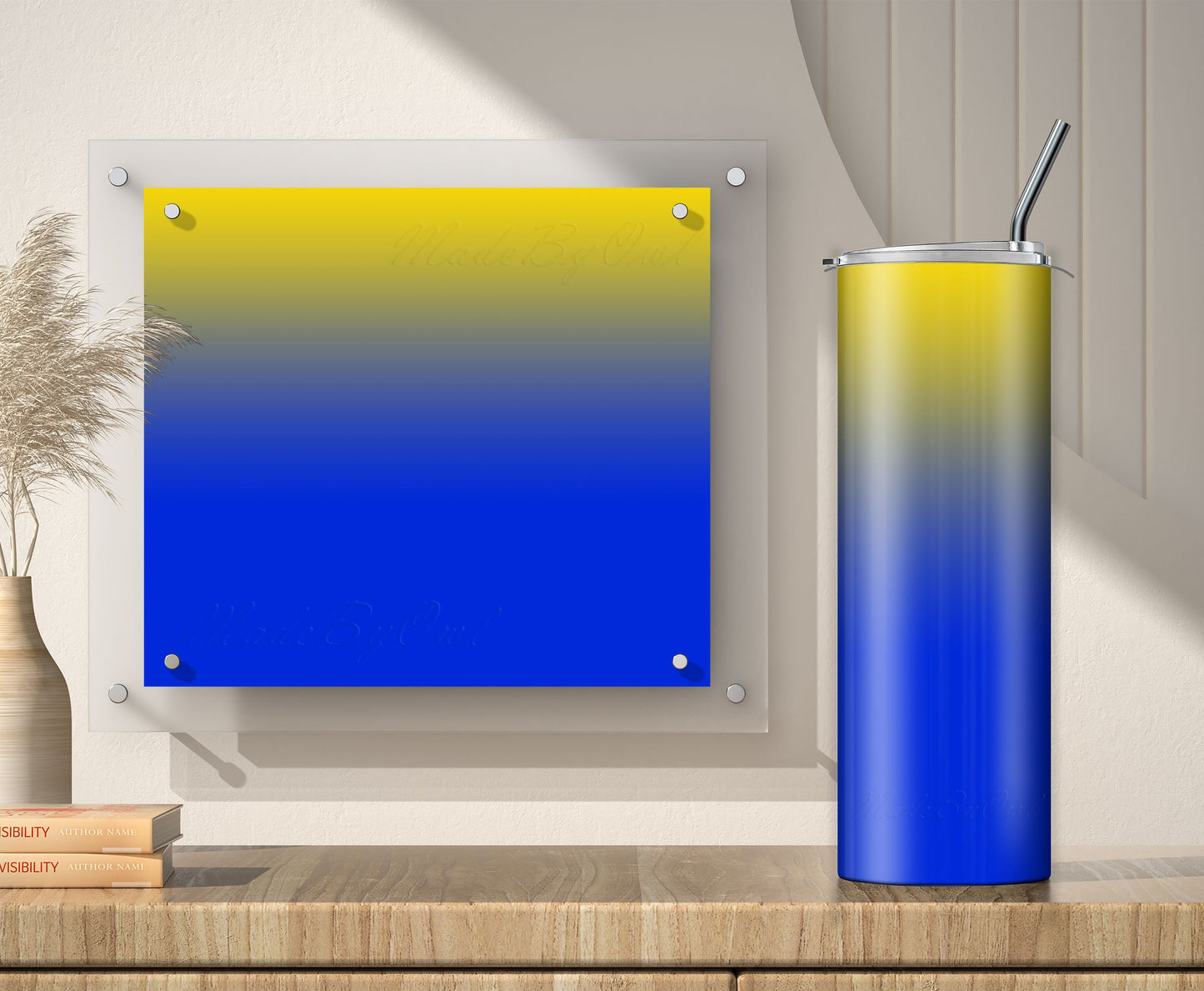 3 Yellow to Blue Tumbler Sublimation Designs – 20oz, 3 PNG Wraps Mini Bundle