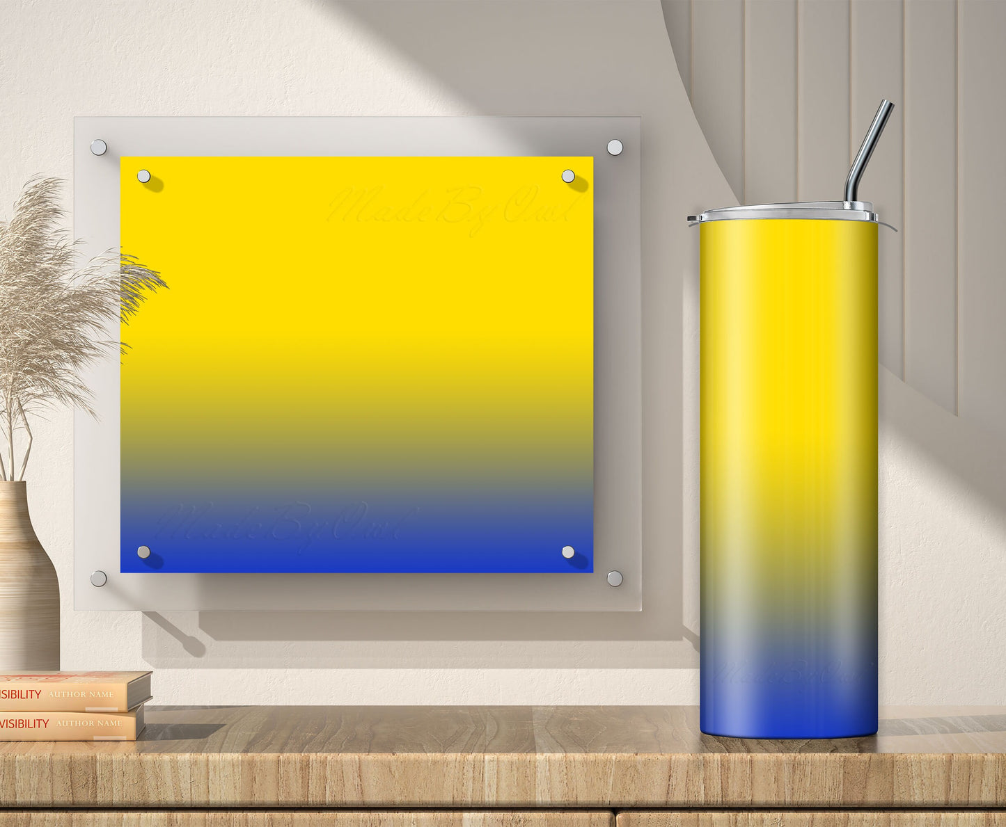 3 Yellow to Blue Tumbler Sublimation Designs – 20oz, 3 PNG Wraps Mini Bundle