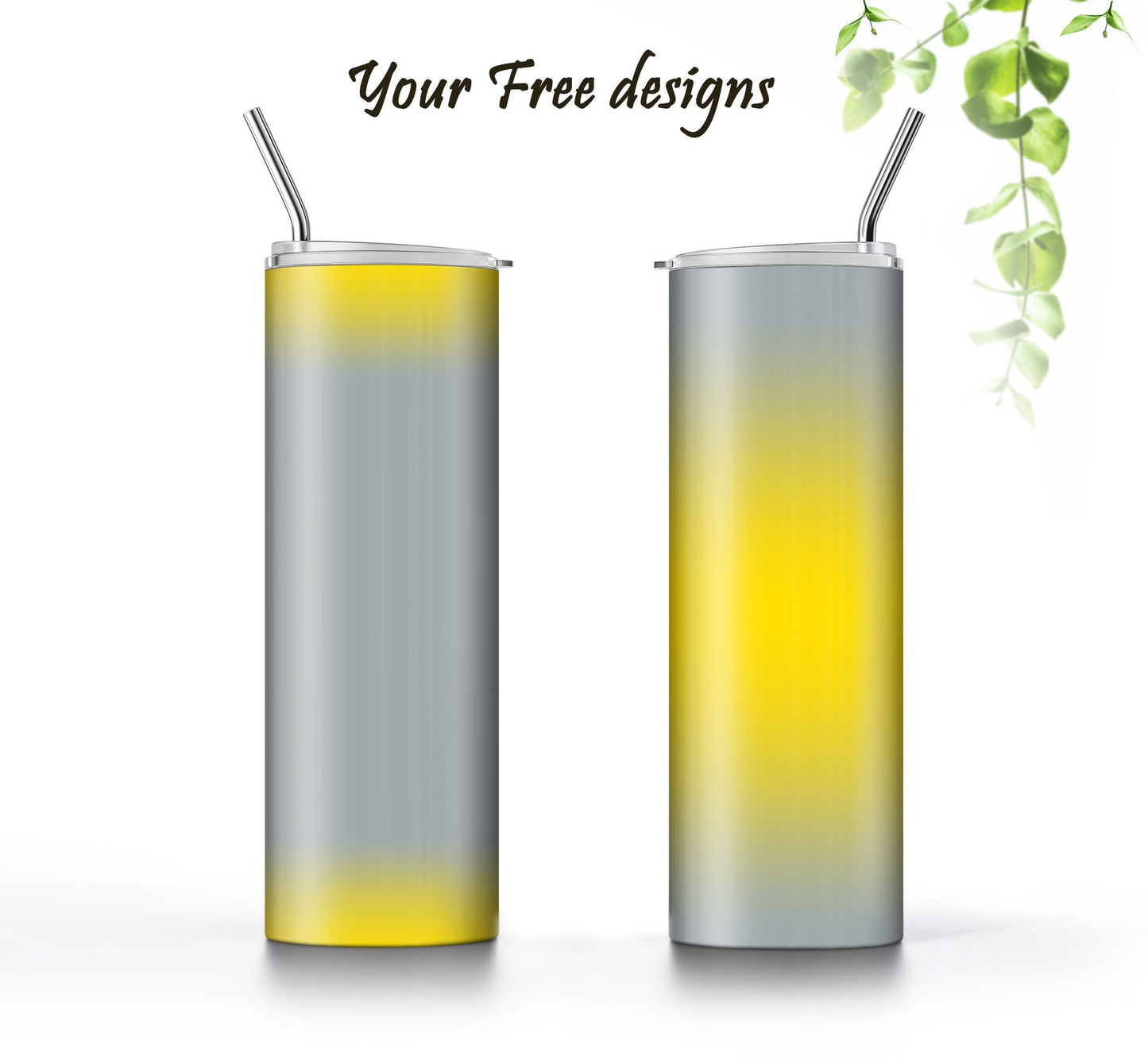 3 Gray to Yellow tumbler sublimation designs for 20oz tumblers