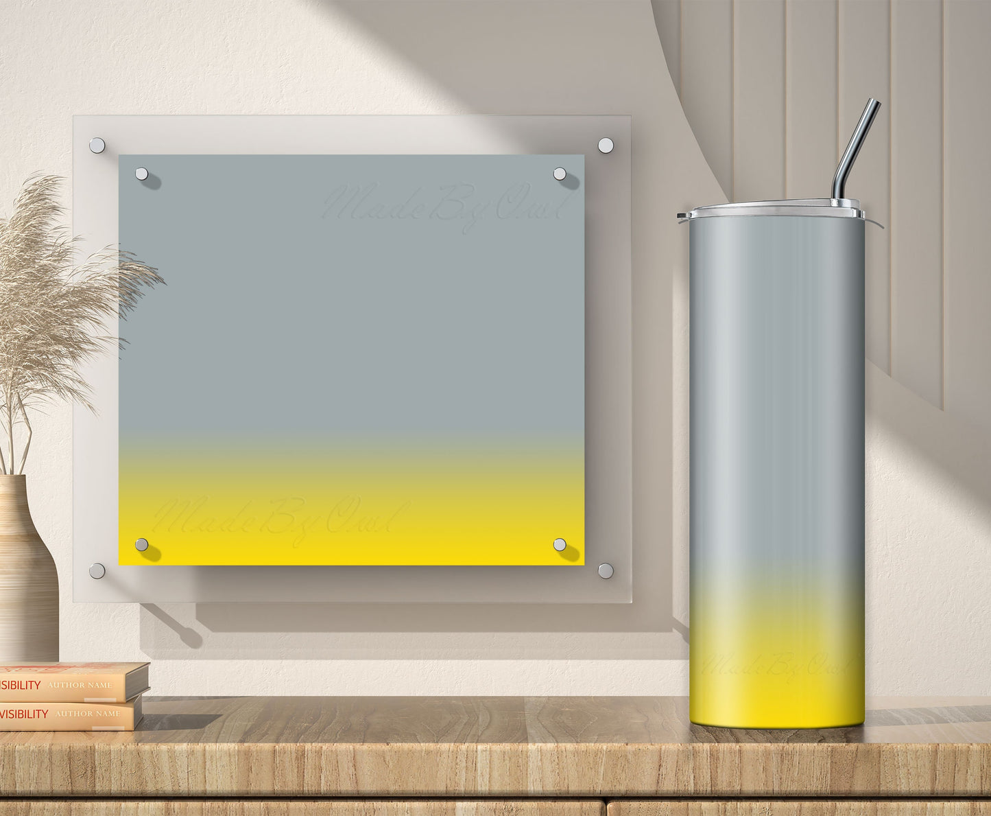 3 Gray to Yellow tumbler sublimation designs for 20oz tumblers