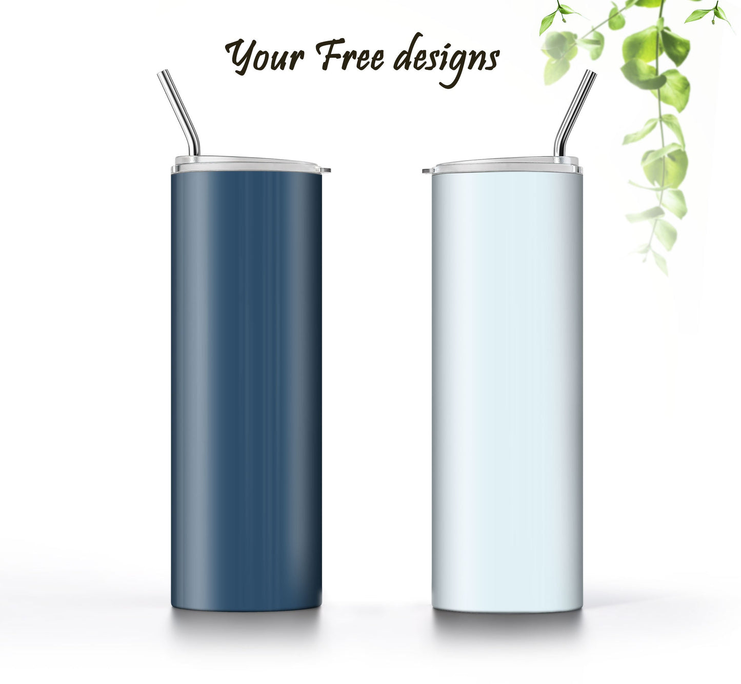 3 Pastel Blue Tumbler Sublimation Designs – 20oz, 3 PNG Wraps Mini Bundle