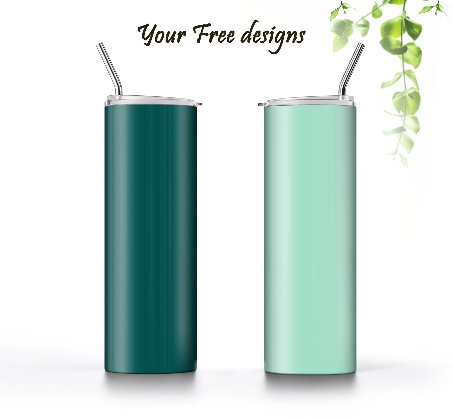 3 Greenish Pastel Tumbler Sublimation Designs – 3 PNG Wraps (20oz)
