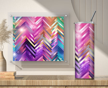 Holographic Chevron Tumbler Wrap, Sparkly 20oz Sublimation Design PNG