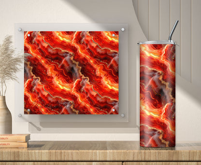 Gold and Red Agate Geode Tumbler Wrap, Sublimation Design PNG, 20oz