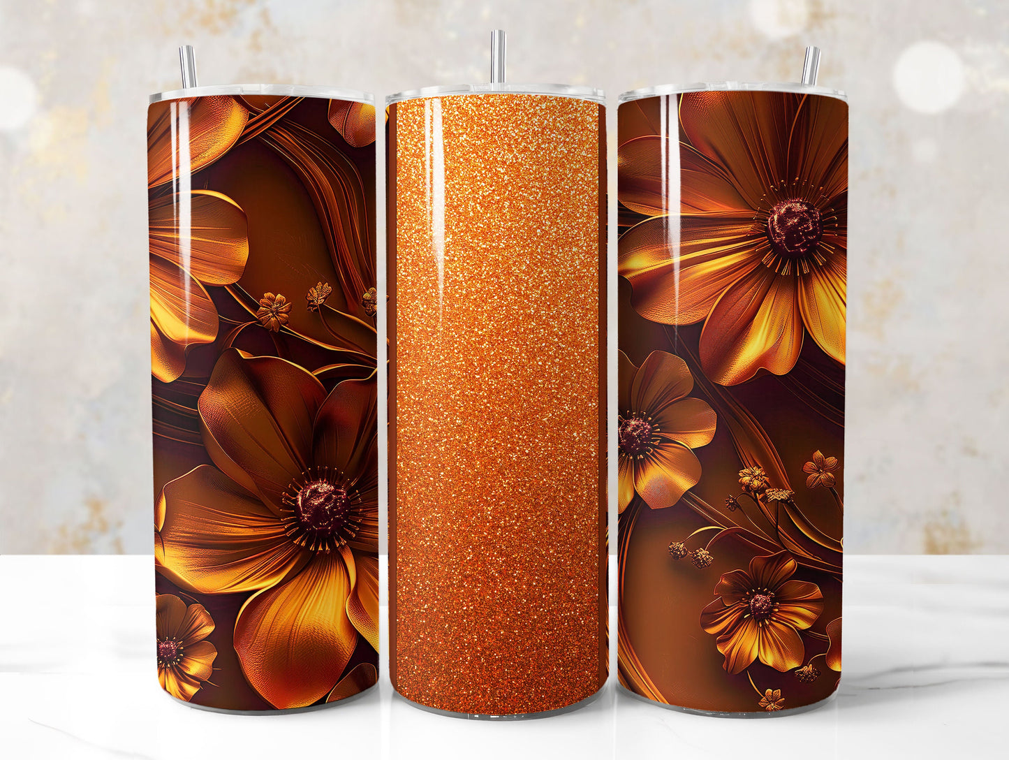 Orange Glitter Tumbler Wrap Sublimation Design PNG, Add Your Name