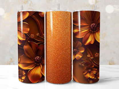 Orange Glitter Tumbler Wrap Sublimation Design PNG, Add Your Name