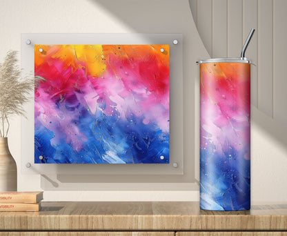 Brush Strokes Tumbler Wrap PNG, Rainbow 20oz Sublimation Design