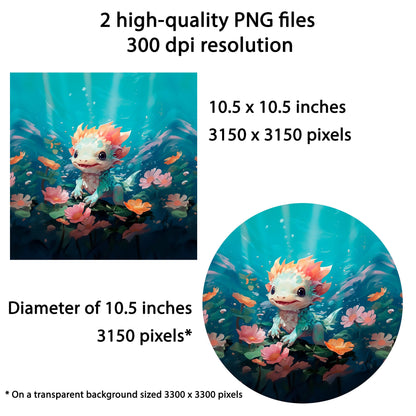 Sublimation Design: Axolotl Wind Spinner – PNG