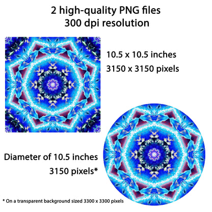 Blue Mandala Wind Spinner Sublimation Design Digital Download